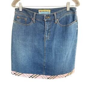 Too She She Skirt Womens Denim Plaid Trim Bow 6 Bohemian Whimsical Feminine